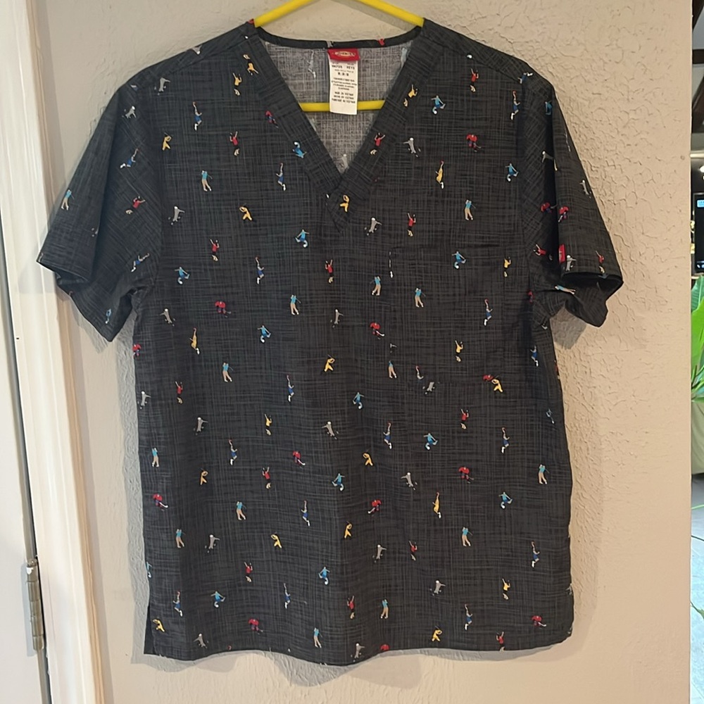 Men's Gray Patterned Scrubs size Tall Medium, 97% cotton